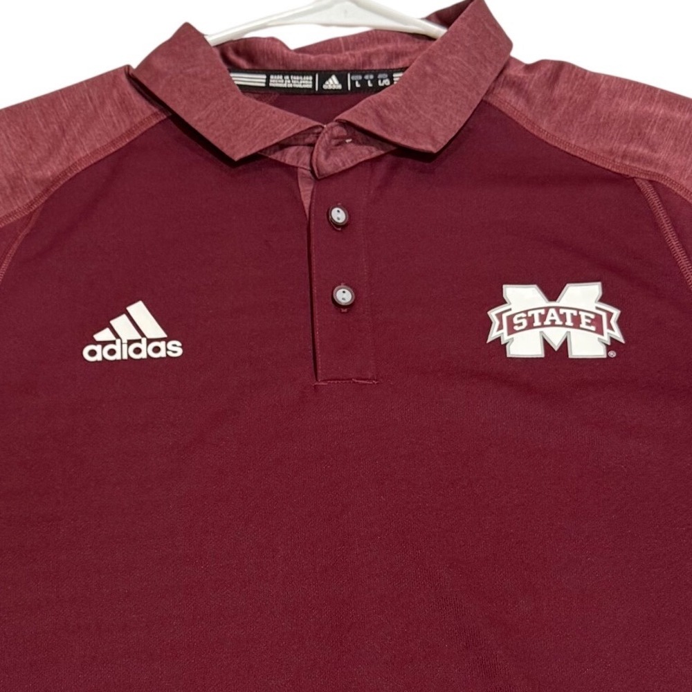 Adidas Mississippi State Bulldogs Climalite Polo Shirt Mens Large Maroon NCAA